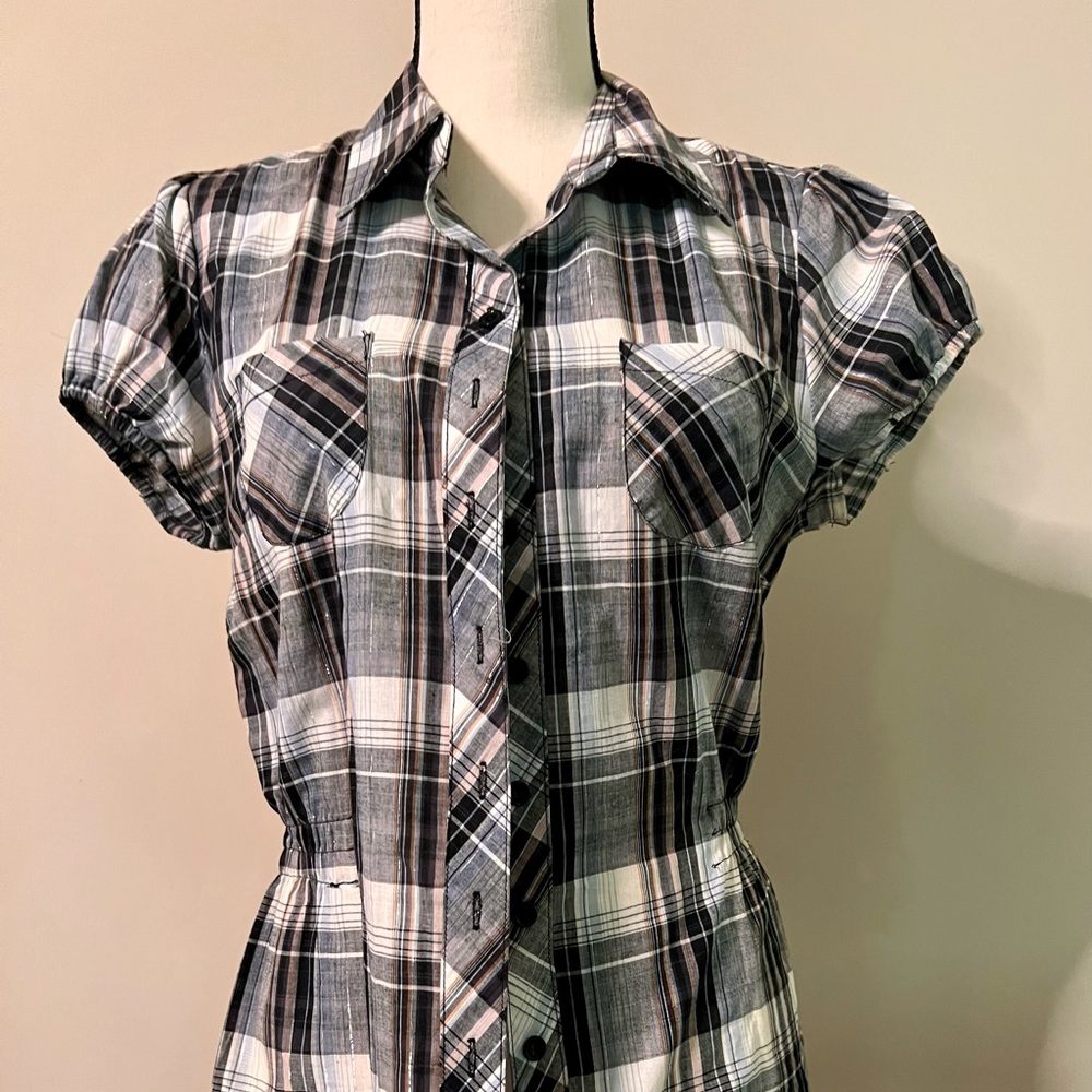 BIJUBI • Multi Colored Patchwork Collared Button Down Blouse